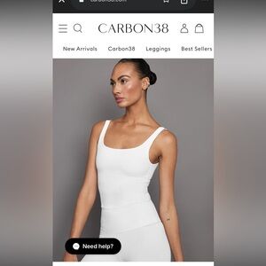 Carbon38 White Ribbed cropped Tank Top